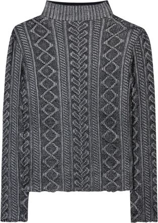 Luisa Cerano Lace Turtleneck Shirt met Metallic Finish - Dames - Coltruien - Grijs - L - Truien & Vesten