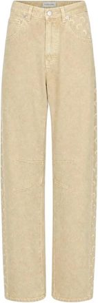 Marine Serre Faded Moon Denim Baggy Jeans - Dames - Loose Fit Jeans - Beige - M - Denim - Jeans
