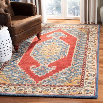Safavieh Antiquity Hand Made Area Rug, Blue / Red Traditional Style Non-Shedding