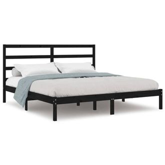Berkfield Home Bed Frame Black Solid Wood Pine 200x200 cm