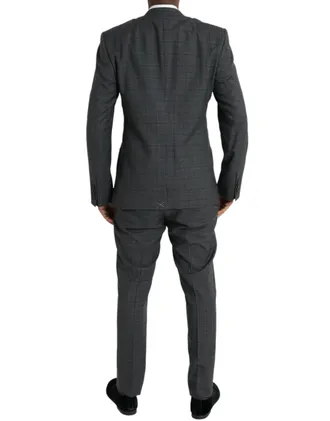 Dolce & Gabbana Gray Plaid Wool MARTINI Formal 2 Piece Mens Suit