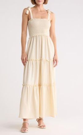 LBLC The Label Darla Smocked Maxi Dress in Creme at Nordstrom Rack, Size X-Small