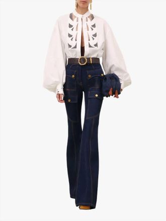Zimmermann Luna Applique Blouse In Ivory