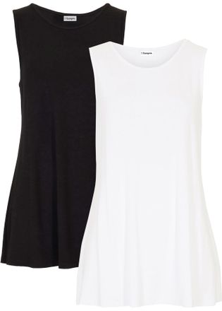 Bonprix Shirttop BONPRIX, Damen, Gr. 56/58 (XXXL), wei&szlig;, schwarz, Jersey, Obermaterial: 95% Viskose, 5% Elasthan, mehrfarbig, unifarben, A-Linie Po-bedeckend,