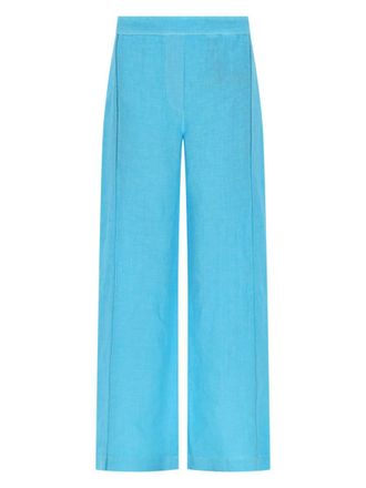 120% Lino Wide-Leg Cropped Linen Pants