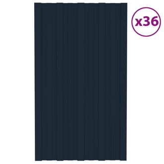 Berkfield Home Roof Panels 36 pcs Galvanised Steel Anthracite 80x45 cm