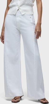Hudson Jodie Frayed Seam Loose Wide Leg in White at Nordstrom, Size 30