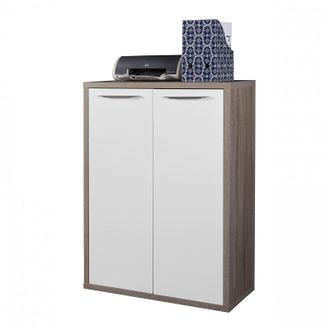 Composad Composad - Libreria Bassa Con 2 Ante In Legno Da Ufficio E Cameretta Arredamento made In Italy -bianco