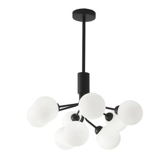 Sulion L&aacute;mpara de techo de 9 bolas de vidrio con portal&aacute;mparas negro