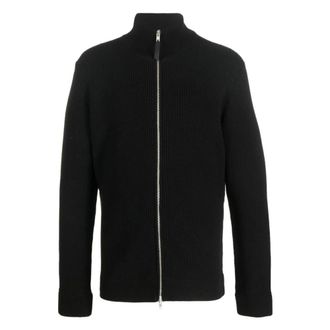Maison Margiela Cardigans, male, Black, Size: L Knit Zip-Up Cardigan