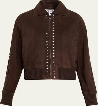 Loewe Studded Suede Bomber Jacket