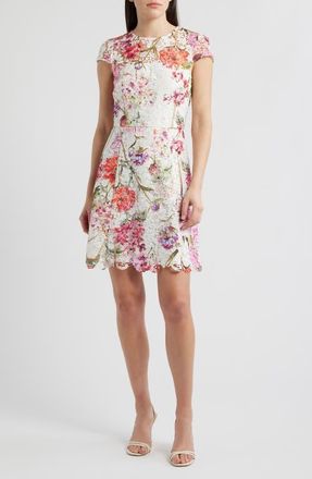 Eliza J Floral Lace Sheath Dress in Ivory Multi at Nordstrom, Size 16