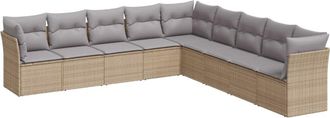 vidaXL Set De Sof&aacute;s De Jard&iacute;n 9 Pzas Con Cojines Rat&aacute;n Sint&eacute;tico Beige Vidaxl