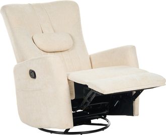 Beliani Sill&oacute;n Reclinable Manual Con Giro De 360&deg; Reposacabezas Coj&iacute;n Tapizado De Chenilla Beige Claro Rea