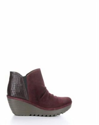 FLY London Womens Ankle Boots In Oil Suede/crooco Wine