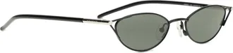 Alexander McQueen Womens Slim Cat-Eye Sunglasses With T-Bar Black-Smoke Metal Black/smoke