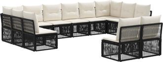 vidaXL Conjunto De Sof&aacute;s De Jard&iacute;n 12 Uds. Negro Rat&aacute;n Sint&eacute;tico Vidaxl