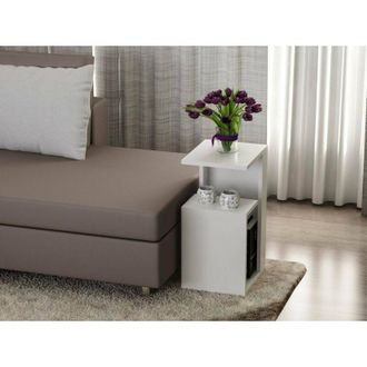 Dmora Mesa De Caf&eacute; Kochab, Mesa De Centro Baja, Revistero Para Sof&aacute;, Estante De La Sala De Estar, 35x30h60 Cm, Blanco, Con Embalaje Reforzado - Dmora