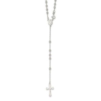 Diamond2Deal Sterling Silver Polished Bead 18 inch Rosary Necklace 18