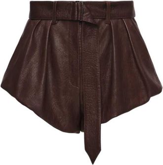 Magda Butrym bruin leren uitlopende short