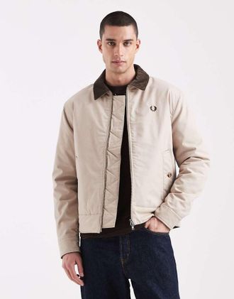 Fred Perry Giacca barn &eacute;cru con colletto a contrasto-Neutro
