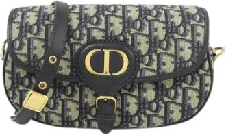 Dior Pre-owned Bobby East-West Oblique Canvas Calf Shoulder Bag - Dames - Vintage Schoudertas - Blauw - ONE Size - Leer - Vintage