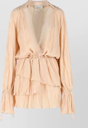 Blumarine amberlight viscose dress long sleeves tiers