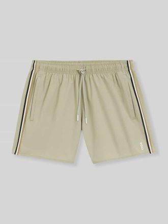 HUGO BOSS Regular Fit Badeshorts mit Logo-Details Modell ICONIC in Oliv, Gr&ouml;&szlig;e XXL