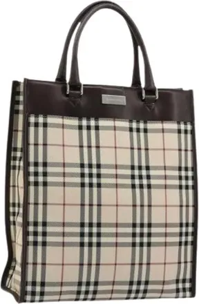 Burberry Pre-owned Tote Bags, female, Beige, Size: ONE SIZE Pre-owned Vintage Canvas Tote Bag