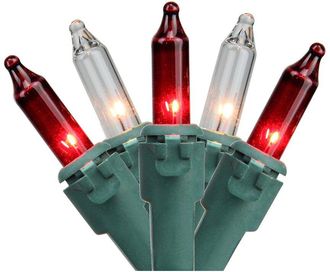 Northern Lights Dnu Unprofitable Northlight 100-Count Red And Clear Mini String Christmas Light Set 20.25Ft Green Wire