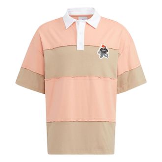 adidas originals Splicing Colorblock Short Sleeve Polo Shirt Unisex Pink HR3468