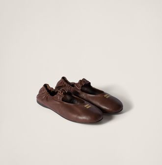 Miu Miu Ruches nappa leather ballerinas