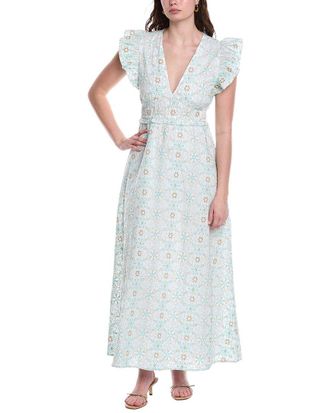 Sail to Sable V-Neck Flutter Sleeve Maxi Dress