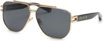 Philipp Plein Geometric Zonnebrillen - Heren - Zonnebrillen - Geel - 65 MM - Accessoires