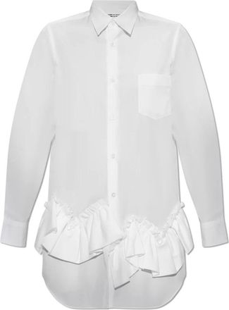 Comme Des Garçons Overhemden, Dames, Wit, M, Katoen, Lang Shirt