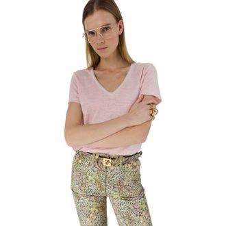 Gerard Darel Mirana Linen V-Neck T-Shirt in Light Pink at Nordstrom, Size X-Large