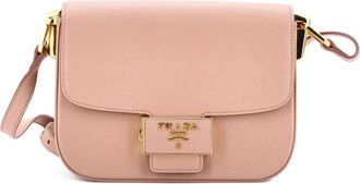 Prada Embleme Flap Bag Saffiano Leather Small shoulder bag - Beige