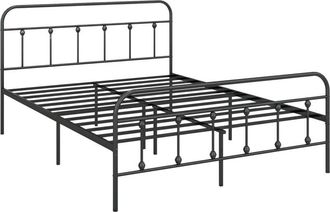 HOMCOM Metal Platform Bed Frame w/ Underbed Storage Headboard 4ft-Black
