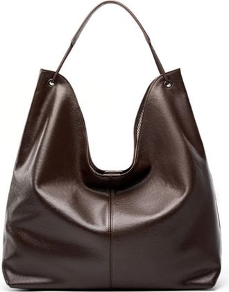 Generic Leather Large Hobo Shoulder Bags For Women Designer Shopping Tote Big Work Ladies Handbags(Coffee)