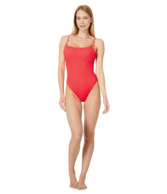 Lilly Pulitzer Alizee Swimsuit Womens Mizner Red Ribbed One-Piece GBO3036