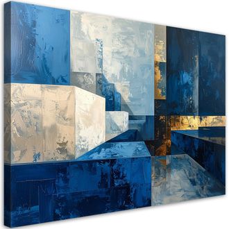 Feeby Impresi&oacute;n De Imagen, Abstracci&oacute;n Moderna Azul Y Beige, 120x80