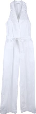 PESERICO White Sleeveless Stretch Cotton Jumpsuit