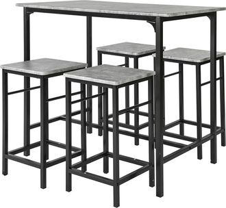 SoBuy Sobuy - Set Mesa Alta De Bar Y 4 Taburetes Estilo Industrial 4 Sillas Ogt11-hg Es