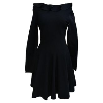 Valentino Valentino Garavani mini-jurk met ruches en lange mouwen in zwarte viscose