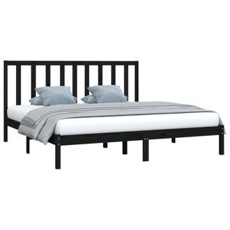 Berkfield Home Beautiful Bed Frame Black Solid Wood Pine 200x200 cm