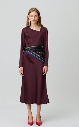 Claudie Pierlot Robe longue satin&eacute;e asym&eacute;trique
