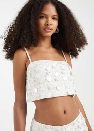Asos Canotta decorata con dettaglio foulard in coordinato-Bianco