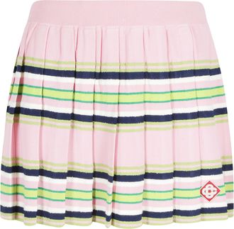 Casablanca Pink Striped Ribbed-Waistband Viscose-Blend Mini Skirt