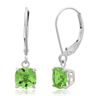 MAX + STONE Solid 10K Yellow, White or Rose Gold 6mm Cushion Cut Gemstone Dangle Earrings