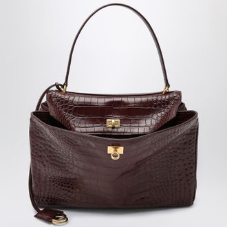 Balenciaga Cocco Print Burgundy Calfskin Medium Rodeo Bag